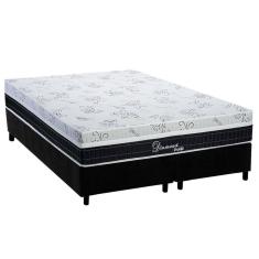 Conjunto Box Queen Colchão Molas Polar Superlastic Diamond + Base Crc Suede Black (158x198)