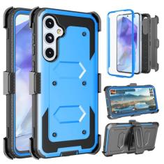 Takfox Capa para Galaxy A35 5G, capa para Samsung A35 5G, protetor de tela integrado, suporte, clipe de cinto, coldre de corpo inteiro, grau militar, camada dupla, proteção à prova de choque, capa de
