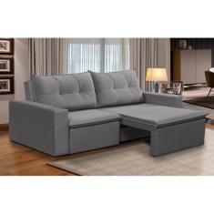Sofá Retrátil 2 Lugares 1,80m Luna Suede Cinza Adonai Estofados