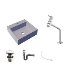 Kit Cuba Q395 C/Torneira Pratika 1060 Metal + Válvula Click 1 1/2'' (04cm) + Sifão Cromado + Flexível Cinza