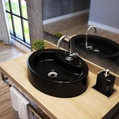 Kit Cuba Ov43 com Torneira C50 e Válvula 1 Polegada Abs e Sifão Pvc e Flexível Compace Preto