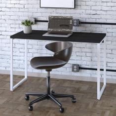 Mesa para Escritório Office Estilo Industrial 120cm Kuadra Preto Ônix/Est.Branca