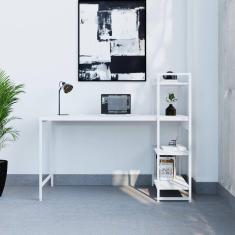 Escrivaninha com Estante 3 Prateleiras Estilo Industrial 135cm Active Branco Chess / Est.Branca