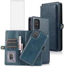 Asuwish Capa de telefone para Samsung Galaxy A71 5G carteira destacável com protetor de tela de vidro temperado e suporte de cartão de crédito flip de couro acessórios para celular Glaxay A 71 G5