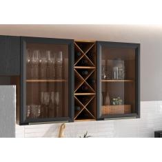 Armário Aéreo 2 Portas 2 Prateleiras Favorita Cinamomo / Preto Catedral