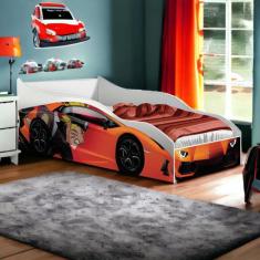 Cama Racer Juvenil Laranja com Colchão Gabrielli - Gabrielli Móveis