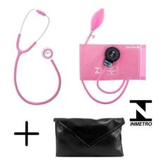 Kit Esfigmomanômetro Medidor De Pressão Manual + Estetoscópio Duplo - 