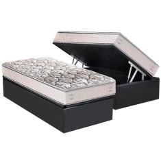 Cama Box Baú Solteiro: Colchão Ortopédico Double Face + Base Crc Suede Gray(88x188)