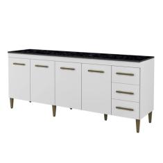 Balcão De Cozinha Atenas 4 Portas 3 Gavetas Branco