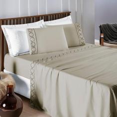 Jogo de Cama Queen Infinity 400 Fios 04 Peças Caqui - BIA ENXOVAIS