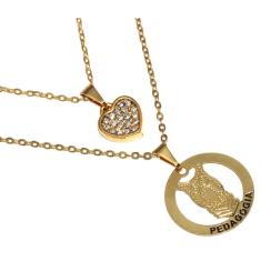 Colar Minha Profissão Pedagogia Professora Folheado 18k