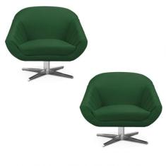 Kit 02 Poltronas Giovana Suede Verde - DROSSI