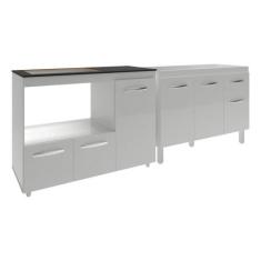 Gabinete Cozinha Armário Balcão De Pia 120 Cm Aline E Balcão Para Fogã