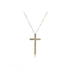 Colar Com Cruz Folheado Em Ouro 18k