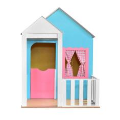Casinha de Brinquedo com Cercado Azul e Rosa Criança Feliz