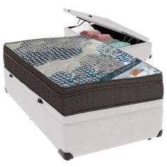 Cama Box Baú Branco E Colchão Iso Superpocket Molas Ensacadas Solteiro
