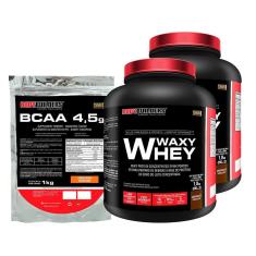 KIT - 2x  Whey Protein Waxy Whey 2kg + BCAA 1kg - BodyBuilders-Unissex