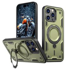 SORAKA Capa para iPhone 15 Pro Max com suporte para anel,compatível com MagSafe Capa iPhone 15 Pro Max com placa de metal para suporte magnético para carro Capa resistente que absorve choques
