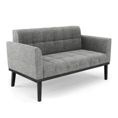 Sofá Namoradeira 2 Lugares Base de Madeira Preto Elisa Linho D03 - D'R