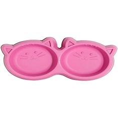 Pet Injet Comedouro Duplo Gato Luxo Rosa Para Gatos