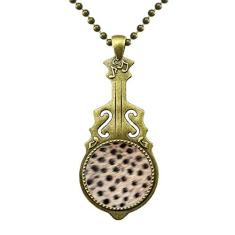 DIYthinker Colar com design abstrato de penas de oncinha com pingente de música de guitarra antiga