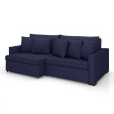 Sofá 3 Lugares Retrátil e Reclinável Rivera Linho Bouclé Azul 225 cm