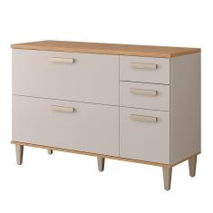 Balcão De Cozinha mdf 120 Cm 1 Porta Basculante C- 4 Gavetas Móveis Freijó-off White F