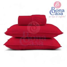 Jogo de Lençol Casal 3 Peças Com Elástico 100% Algodão Fio30 BonaCasa,