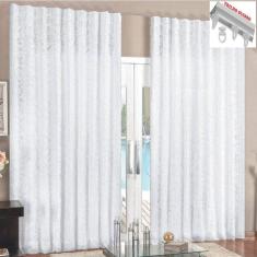 Cortina 2 Mt Sala Quarto Renda Com Voal Para Trilho Suisso Baratissima Branca