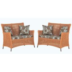 2 Sofás área Externa Igapó Alumínio Marrom Corda Náutica E6 Terra Cota