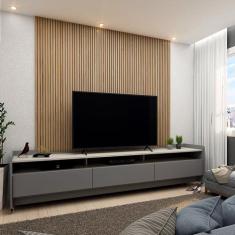 Rack para TV até 90 Polegadas com Rodízios 3 Gavetas 3 Nichos Sublime 