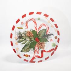 Prato Enfeite Decorativo De Natal Melamina Para Bolo 35cm
