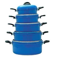 Jogo De Panelas De Alumínio Azul Luxo Com 5 Peças 14 A 22