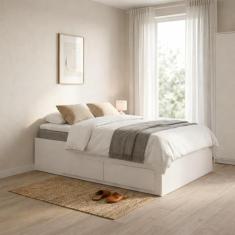 Cama Casal Dubai 4 Gavetas MDF sem Cabeceira Branco - Foscarini