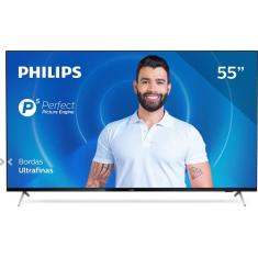 Smart TV Philips 55" 4K UHD, P5, HDR10+, Dolby Vision, Dolby Atmos, Bluetooth, WiFi, 3 HDMI, 2 USB - Preto Bordas ultrafinas - 55PUG7625/78