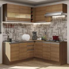 Cozinha Completa de Canto Madesa Glamy 349001 com Armário e Balcão (Sem Tampo e Pia) - Rustic