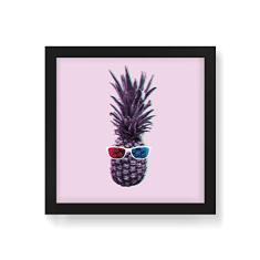 Arte Maníacos Quadro Decorativo Abacaxi 3D - 50x50cm (Moldura em laca preta)