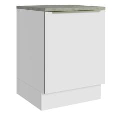 Balcão 60 cm 1 Porta Branco/Branco Veludo Lux Madesa