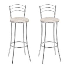 Kit 2 Banquetas Cromadas Bc26-a E503 Cromado/Bege