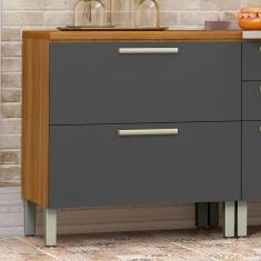 Balcão de Cozinha com Tampo 1 Porta 1 Gaveta Burguesa Premium Amadeirado Freijó/Grafite