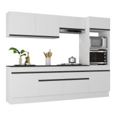 Armário De Cozinha Completa 5 Peças Com Rodapé Mp2180 Made Multimóveis Branco/preto Branco/preto