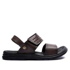 Sandália Masculina Pegada em Couro Marrom Escuro - 43