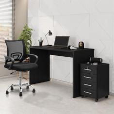 Escrivaninha com Gaveteiro com 4 Gavetas com Chave Gávea Espresso Móveis Preto