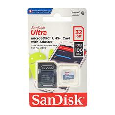 Cartão de Memória Sandisk 32gb Microsd c/Adaptador, Sdsqunc-032g, Classe 10, Ultra 80mb/s