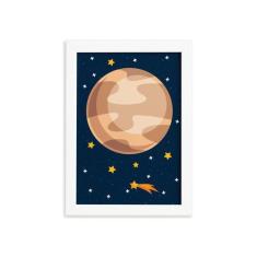 Quadro Decorativo Infantil Sistema Solar Jupiter 22x32cm Moldura Branc