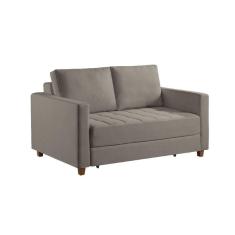 Sofá Cama Casal Marcelle 2 Lugares 150cm Linho Pé De Madeira Bege