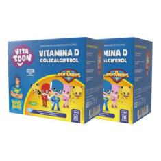 Kit 02 VitaToon Luccas Neto Vitamina D Abacaxi Maracujá 30 Gomas Maxin