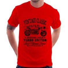Camiseta Vintage Classic Moto - Foca na Moda, Vermelho, GG