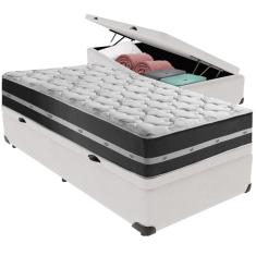 Cama Box Baú e Colchão Classic Preto Molas ensacadas Solteiro Anjos
