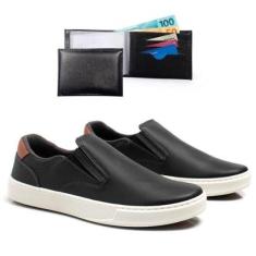 Tênis Masculino Slip On Cadarço Moderno + Carteira Kit 2-Masculino